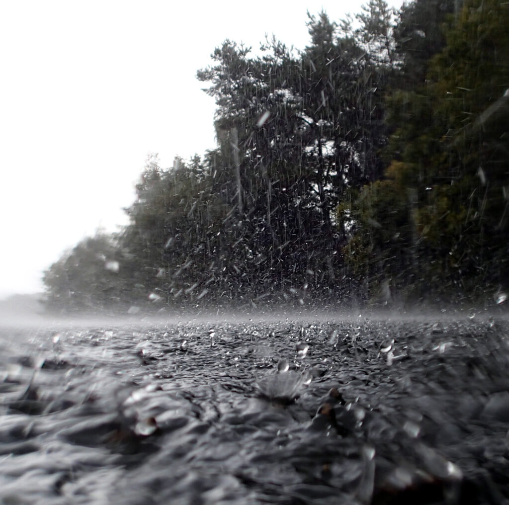 rain on water