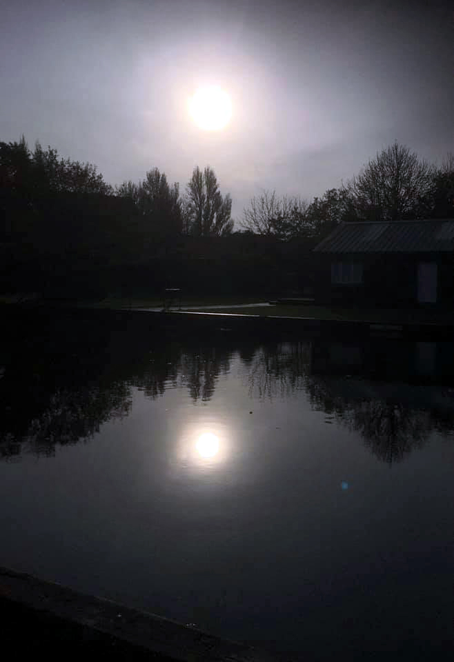 swim place, reflected sun