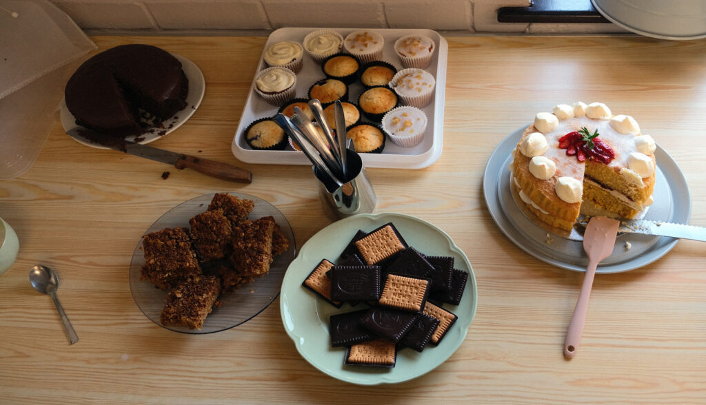 selection of cakes and biscuits