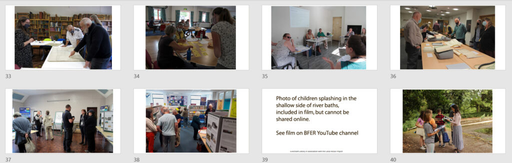 printscreen of eight images in PowerPoint presentation: 33-40 volunteer training in research, at drop-in sessions