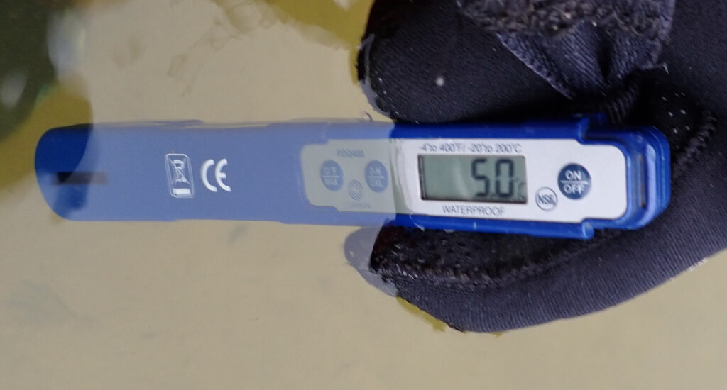 thermometer reading 5.0°